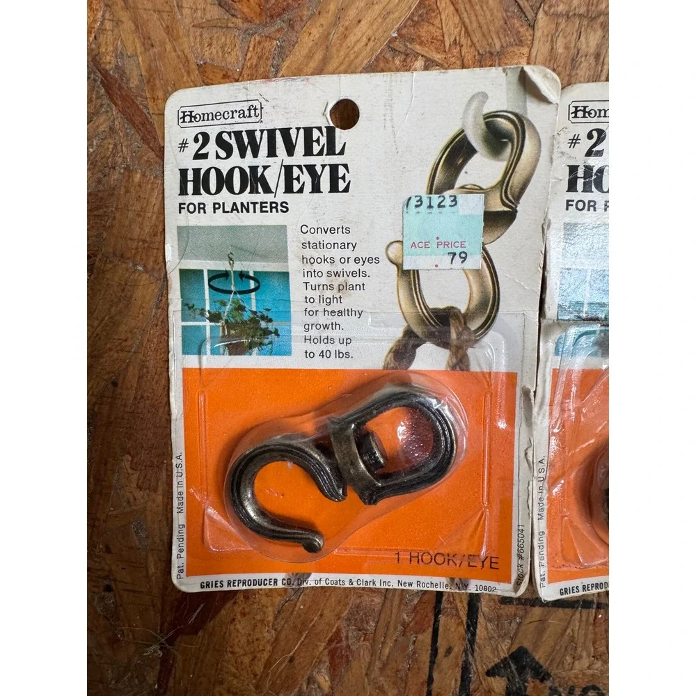 Vintage Homecraft Swivel Plant Hooks Lot of 3 Hanging Planter Hardware New NOS